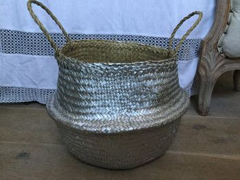 Gold / Silver/ Black Seagrass Belly Basket, 4 of 10