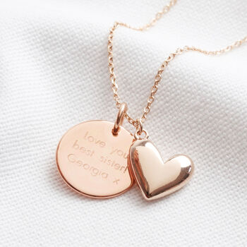 Personalised Puffed Heart Pendant Necklace, 4 of 5