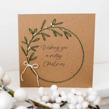Embroidered Christmas Wreath Card Kit – Set Of Three Or Six With Envelopes, Hand Embroidery, 5 of 7