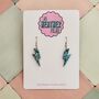 Small Blue And Silver Glitter Lightning Bolt Earrings / Midnight Storm Jewellery Galactic Sparkle /Bowie Inspired Jewellery, thumbnail 1 of 5