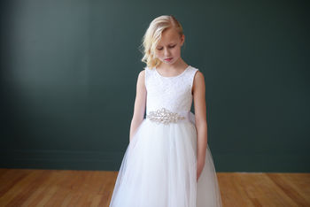 Ivory Or White Lace Flower Girl Dress, 4 of 6