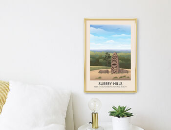 Surrey Hills Aonb Travel Poster Art Print, 2 of 8