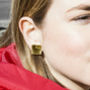 Polished Square Clip On Gold Plated Silver Earrings, thumbnail 1 of 2