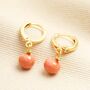 Enamel Peach Huggie Hoop Earrings In Gold, thumbnail 1 of 2