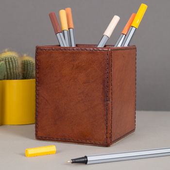 Personalised Leather Pen Pot Two Colours, 3 of 8