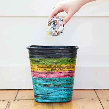 Colourful Recycled Newspaper Waste Paper Basket, 6 of 11