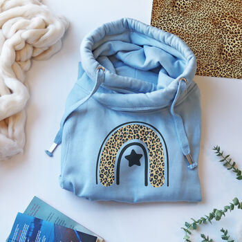 Cowl Neck Luxe Baby Blue Hoodie, 7 of 9