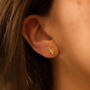 Tiny 14 K Gold Leaf Stud Earrings, thumbnail 1 of 6