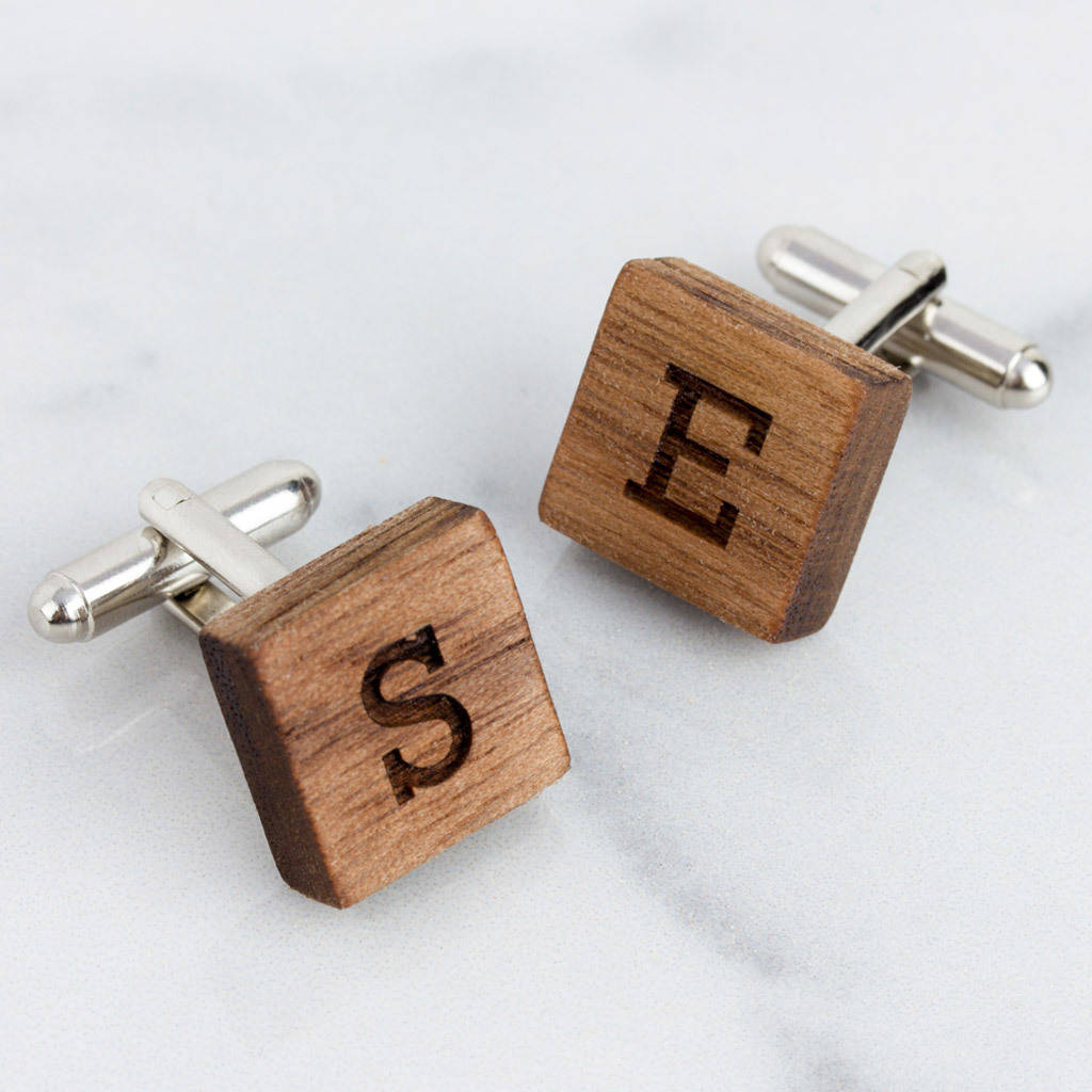Personalised Wooden Initial Cufflinks, 1 of 2