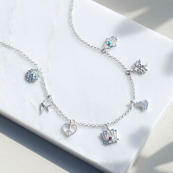 Peace, Love And Freedom Sterling Silver Or Gold Vermeil Charm Necklace, 2 of 11