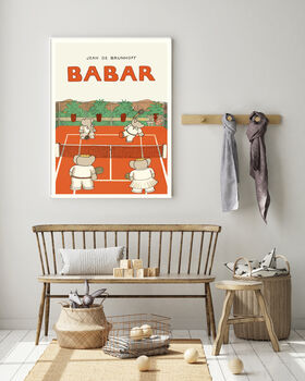 Babar The Elephant Tennis Nursery Art Print, 3 of 3