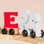Personalised Elephant Wooden Pastel Letter Name Train Toy, thumbnail 10 of 12