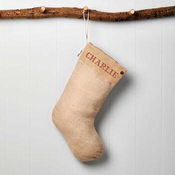 Personalised Embroidery Effect Linen Christmas Stocking, 3 of 4