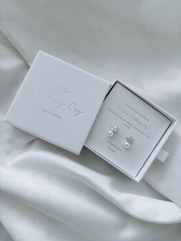 Sterling Silver Pearl Bridal Earrings, 4 of 5