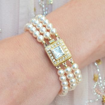 Art Deco Inspired Three String Pearl Bracelet, 5 of 7