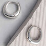 Sterling Silver Oval Huggies, thumbnail 3 of 4