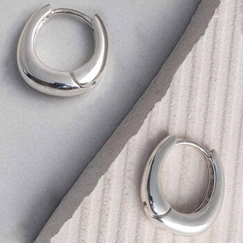 Sterling Silver Oval Huggies, 3 of 4