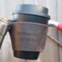 Personalised Reusable Coffee Cup Leather Bike Holder, thumbnail 6 of 9