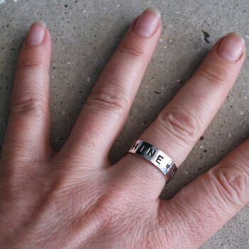 Personalised Hammered Silver Ring 6mm, 2 of 3