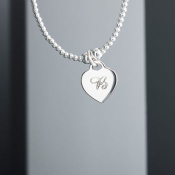 Sterling Silver Personalised Heart Charm Bracelet, 3 of 6