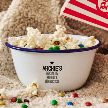 Personalised Enamel Popcorn Bowl For Kids, 4 of 5