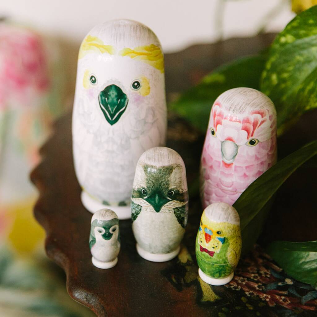 Australian Bird Babushka Nesting Dolls By Marmalade Lion
