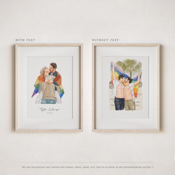 Personalised Couple Portrait – Hand Drawn Watercolour Lgbtq Gift, 3 of 11