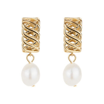 Woven Drop Pearl Earrings, 2 of 4