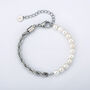 Half Gold Half Pearl Bracelet Chain For Men, thumbnail 5 of 6