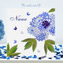 Nana Birthday Blue Peony And Butterflies Card, thumbnail 1 of 12