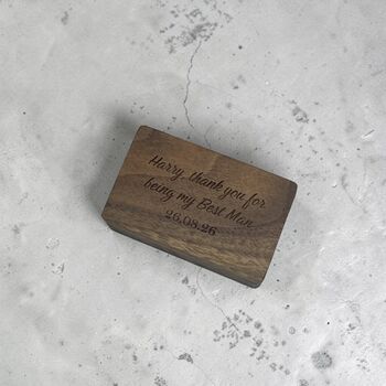 Dark Wood Personalised Groomsman Box Gift Set, 5 of 8