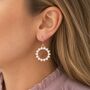 Gold Plated Pearl Sunburst Earrings, thumbnail 3 of 6
