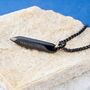 Black Engraved Bar Pendant Chain Necklace For Men And Women, thumbnail 3 of 9