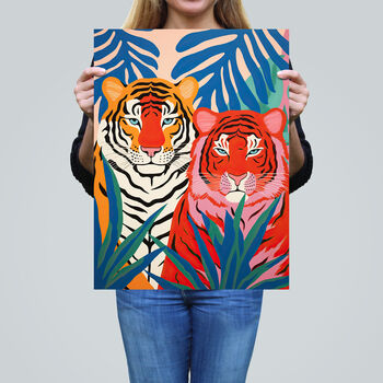 Seeing Red Tiger Jungle Bright Fun Wall Art Print, 2 of 6