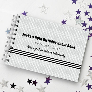 Personalised 90th Monochrome Birthday Guest Book, 3 of 8