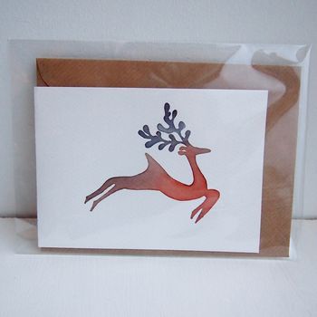 Handmade Watercolour Reindeer Christmas Card, 2 of 6