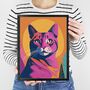 Pink Cat Portrait Illustration Art Print, thumbnail 4 of 4