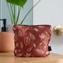Linen Make Up Bag With Leaf Design, thumbnail 1 of 5