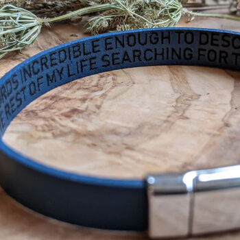 'Personalised Secret Message Leather Bracelet Gift, 3 of 4