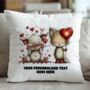 Personalised Whimsical Valentine Anniversary Love Animals Cushion, thumbnail 5 of 11