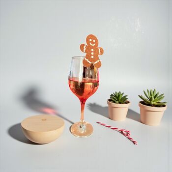 Six X Gingerbread Man Christmas Drinks Toppers, Festive Cocktails, Mulled Wine, Christmas Drinks Decorations, 2 of 7