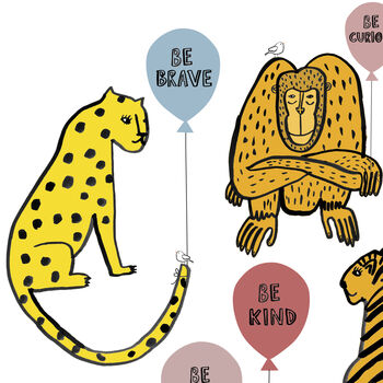Be Kind Be Brave Animal Balloon Print, 7 of 7