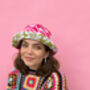 Knitted Patchwork Pink And Green Bucket Hat, thumbnail 6 of 12