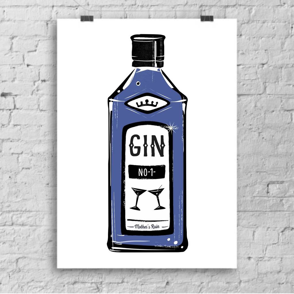 Blue Gin Art Print By Lou Boyce