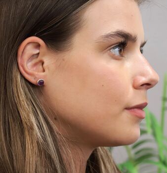 Sterling Silver Amethyst Stud Earrings, 2 of 9