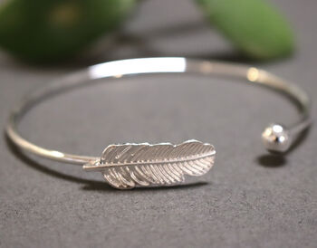 Feather Open Cuff Bangle For Women, 6 of 9