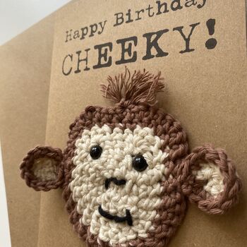 Cheeky Monkey Crochet Birthday Card Handmade, 4 of 9