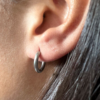 Stainless Steel Clicker Hinged Hoop Earrings, 3 of 8