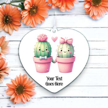 Personalised Cute Cactus Couple Love Decoration I, 2 of 2