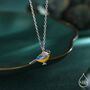 Sterling Silver Tiny Blue Tit Bird Pendant Necklace, thumbnail 1 of 12